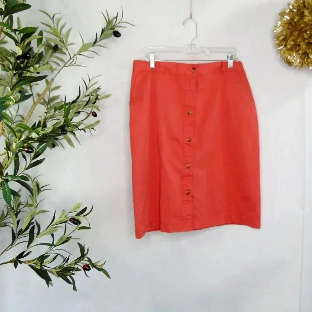 Orvis Women's Button-Front Skirt - Size 16 - Coral